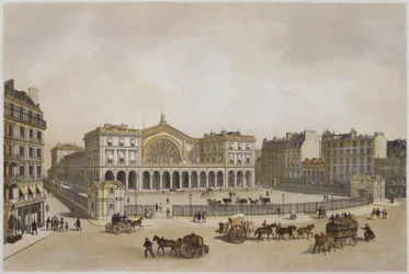 Gare de l&39;Est, Paris, ilustração de "Paris em seu esplendor", publicada por Henri Charpentier, gravada por Aubrun, 1861